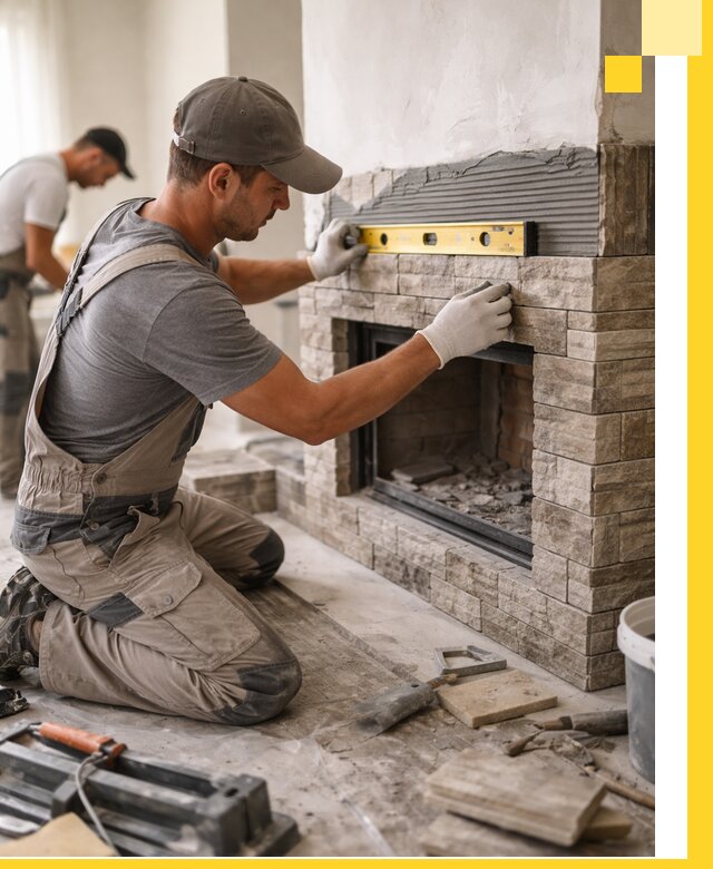 Облицовка каминов в Тынде, монтаж и отделка натуральным камнем