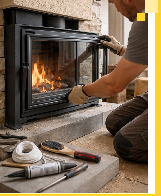 Производство, монтаж и доставка каминов со стеклом в Тынде