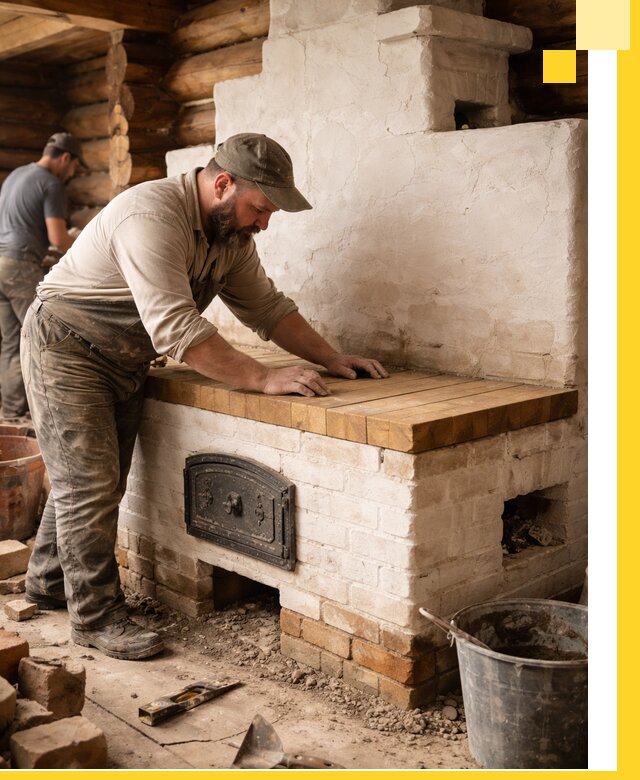 Проектирование и установка русской печи с лежанкой в Тынде