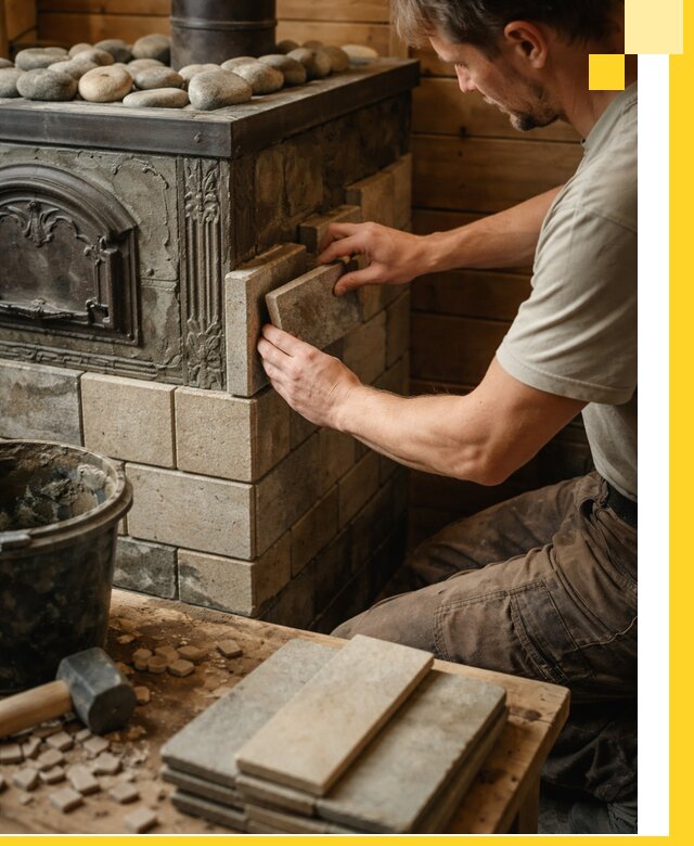 Облицовка банных печей в Тынде профессиональная отделка