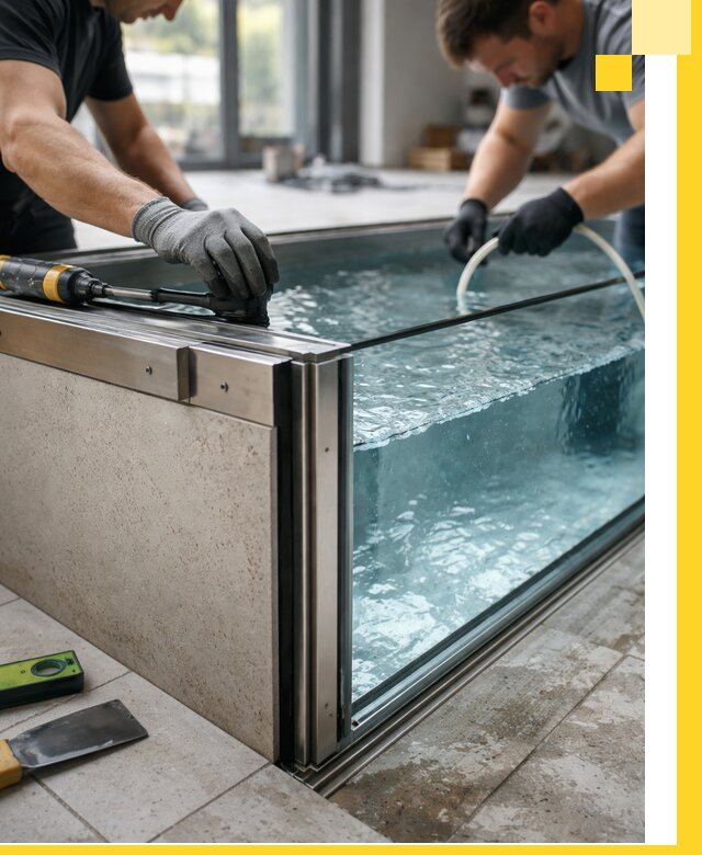 Проектирование и монтаж стеклянных бассейнов в Тынде