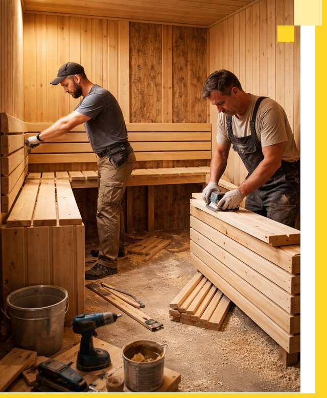 Профессиональный комплексный ремонт саун под ключ в Тынде