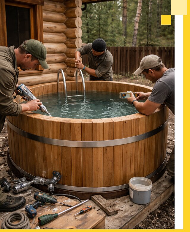 Строительство бань с купелью под ключ и отделкой в Тынде