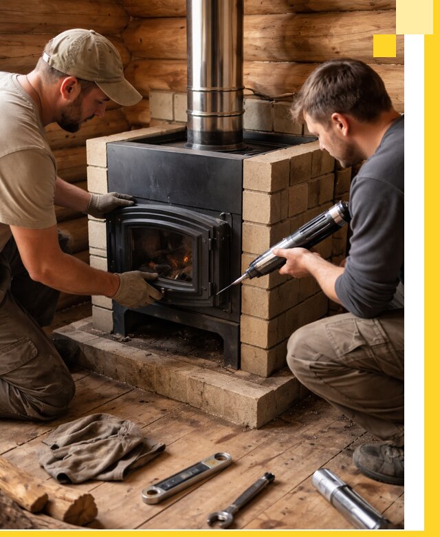 Монтаж и установка печи в бане под ключ с гарантией в Тынде