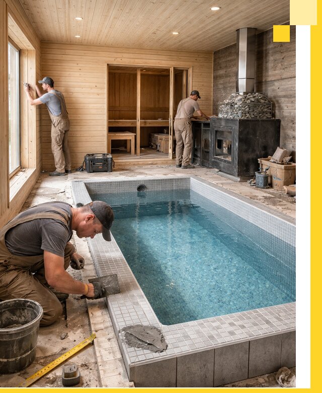 Проект бани с бассейном и сауной в Тынде под ключ