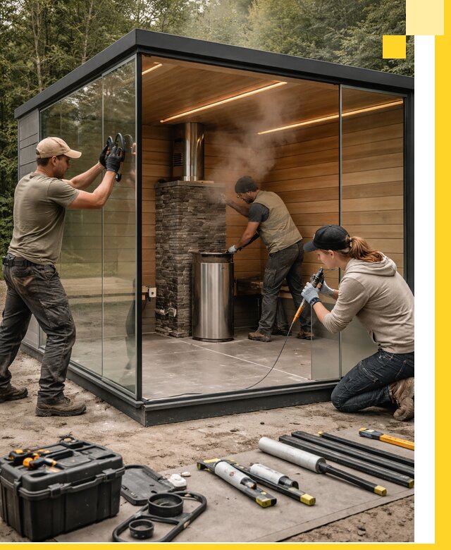 Проектирование и строительство стеклянных бань в Тынде