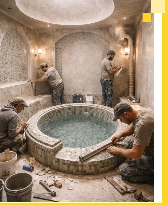 Профессиональное строительство хамама с бассейном в Тынде под ключ
