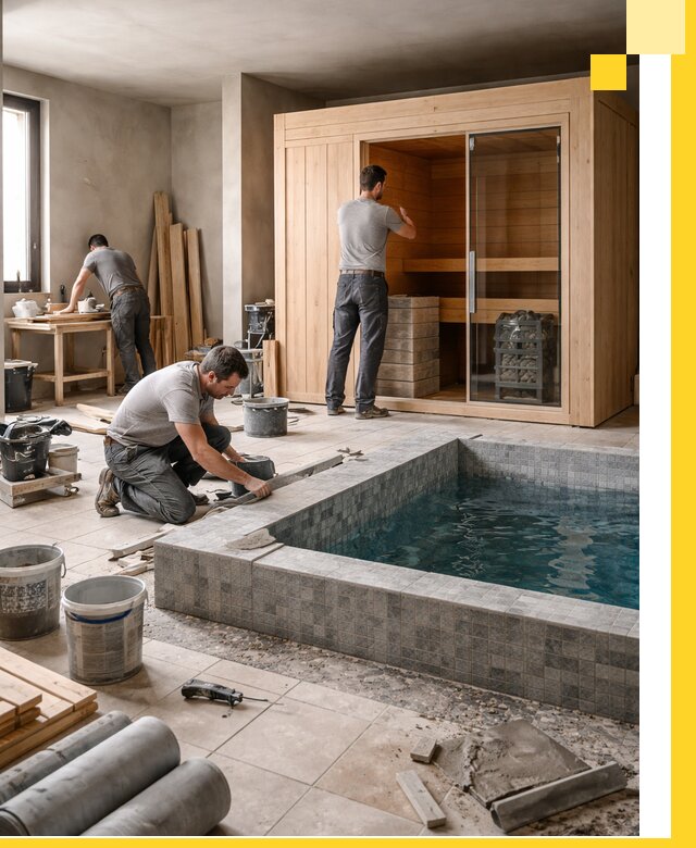 SPA зоны под ключ с бассейном сауной и печью в Тынде